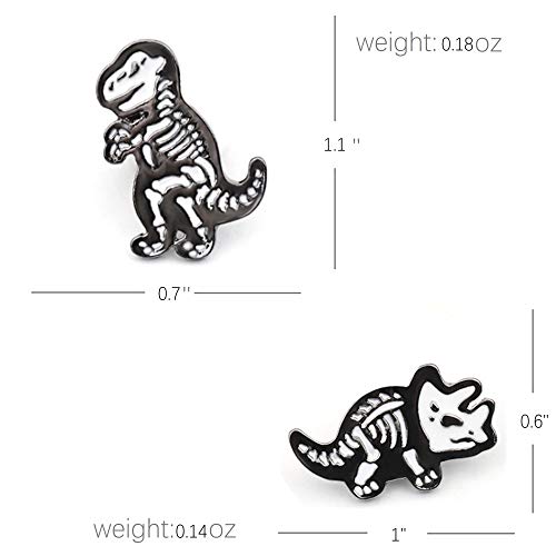 ROFARSO Dinosaur Skeleton Enamel Lapel Pin Set Cute Animal Pin, Accessory for Backpacks Clothing Bags Hats Shirts (2pics pin set)2