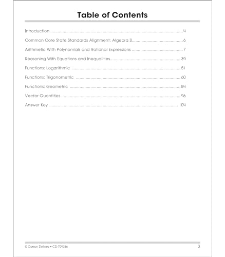Carson Dellosa Education CD-704386 Carson Dellosa | Algebra 2 Workbook thumb #2