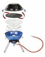 Campingaz Party Grill 400 Caravan, Kleiner Camping-Grill zum Betrieb an Caravan-Gasanschluss, Gasgrill mit flexiblen Kochmöglichkeiten, Gaskocher mit Antihaftbeschichteter Grillplatte und Topfträger