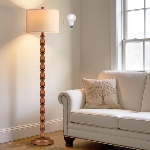 63.5" Rustic Floor Lamp for Living Room, Farmhouse Floor Lamp wit...