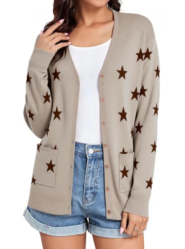 Image of TASAMO Women's Lightweight Button Down Cardigan Sweaters Long Sleeve Classic V Neck Knit Soft Shrugs with Pocket