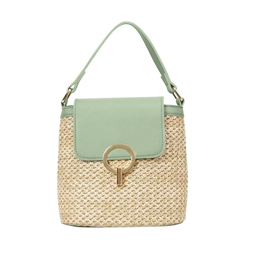 Sac seau bandoulière en paille tissée pour femme pour l'été et la plage