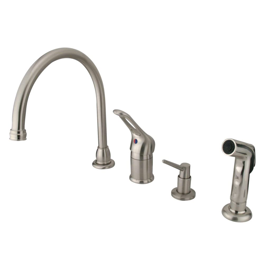 Robinet laiton de cuisine Kingston KB818 K8 luxe avec spray latéral et fini nickel satiné
