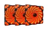 APEVIA AF312L-SOG 120mm Orange LED Ultra Silent Case Fan w/ 15 LEDs & Anti-Vibration Rubber Pads (3-pk)
