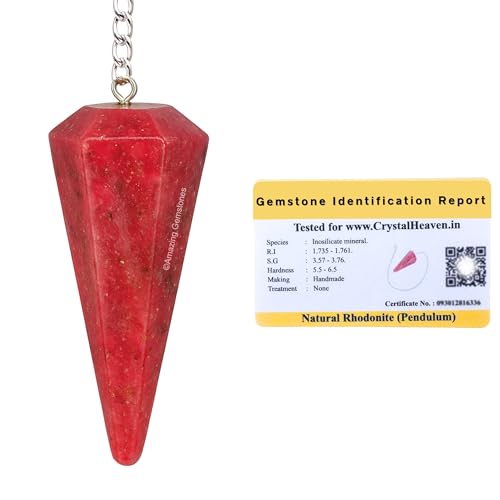 Image of Rhodonite Pendulum Dowsing Tool - Natural Crystal Pendulum for Spiritual Guidance - Premium Dowser Pendulum for Accurate Divination and Energy Healing - Perfect for Energy Healing and Chakra Balancing - Handcrafted with Precision and Elegance