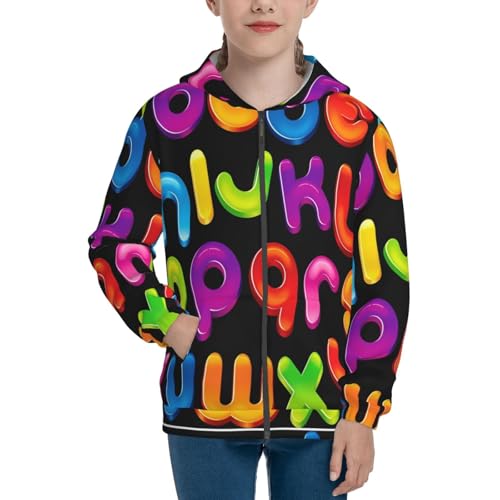 Alphabet Theme Kids Pullover Hoodies Boys Zip Up Sweatshirts Girls Athletic Clothes with Pocket3