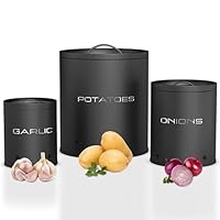 Fangehong 1 stuk aardappel, ui, knoflook opslag, aardappelopslag, metalen opbergdozen keuken, groenten voorraaddoos met deksel (ui wit