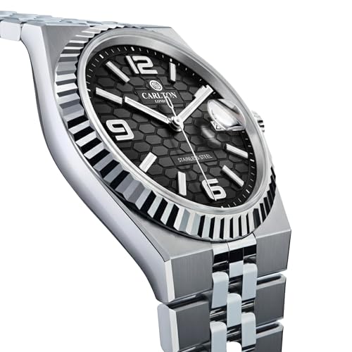 Image of Carlton London Rover Men Analog Watch, Round Dial, Stainless Steel Strap, Quartz Movement, 40 mm Case, Premium Wide Strap Design, 30M Water Resistant, Casual Formal Wear