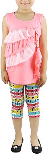 Image of ToBeInStyle Girl's Sleeveless Tank Top & Leggings 2 Piece Outfit Casual Dress Style Set