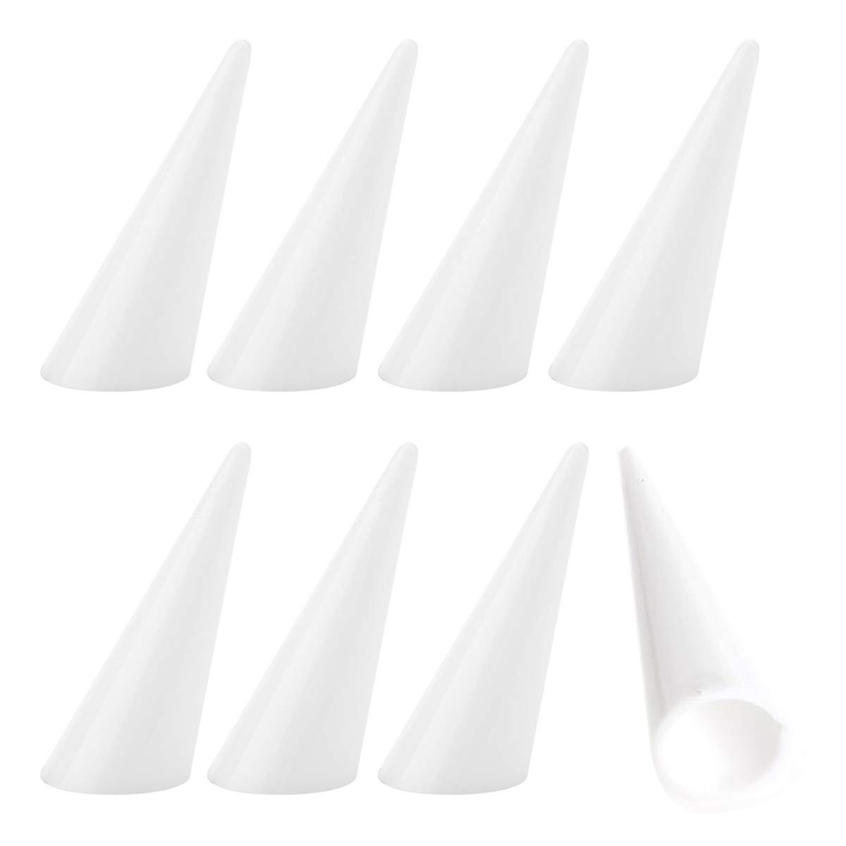 lasenersm8 Pieces Hollow Acrylic Cone Shape Ring Display Holder Ring Holder Ring Stand Ring Display Stand Jewelry Display Stand Ring Rack, White