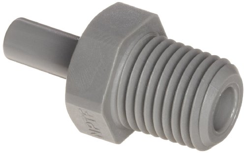 John Guest Acetal Copolymer Tube Fitting, Stem Adaptor, 1/4
