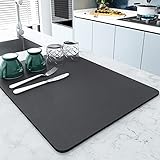 Exslend Alfombra Escurreplatos, SúPer Absorbente Alfombrilla Escurreplatos, Antideslizante Alfombrilla de Secado de Platos, Almohadilla de Microfibra Seca para Cocina Fregadero Maquina de Cafe