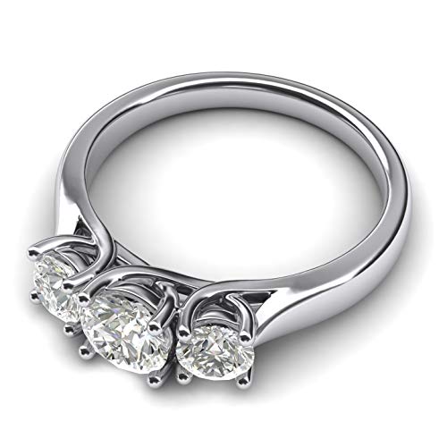 Solid Sterling Silver Three Stone Trellis Simulated Diamond Ring Promise Engagement ring 2.0ctw for Women2