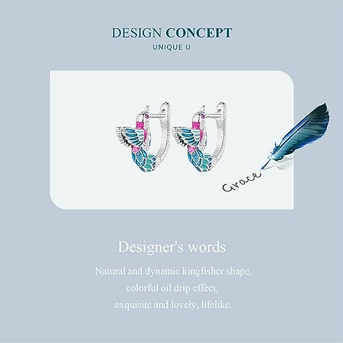Boucles d'oreilles Kingfisher argent 925 petites dormeuses - 2
