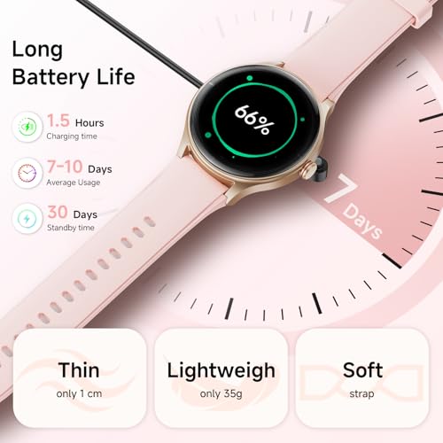 Image of Woneligo Smart Watch,1.57inch AMOLED Touchscreen Fitness Watch for iPhone & Android,Heart Rate /Sp02 /Sleep Monitor,110+ Sport Modes IP68 Waterproof Bluetooth Calls,2 Bands (Pink, 1.57)