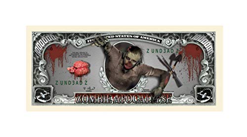 American Art Classics Zombie Million Dollar Bill in Currency Bill Protector