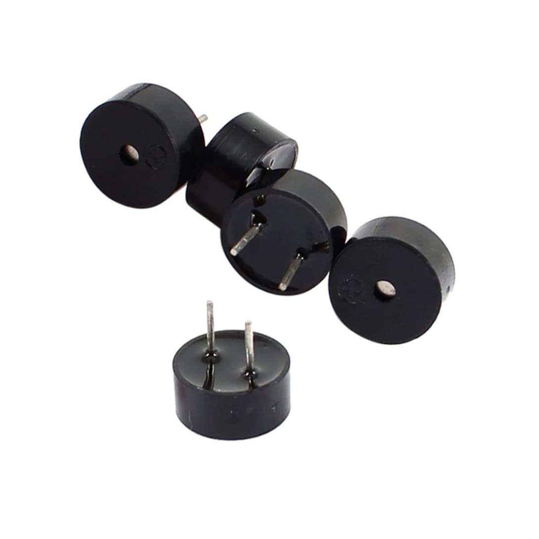 Vervevum Colorful 3V 5V 2 Pin Active Buzzer Alarm Speaker Electromagnetic Continuous Beep Active Piezo Buzzers Fit For Computers Printers Electronic Components 5Pcs Black, Alarm Speaker