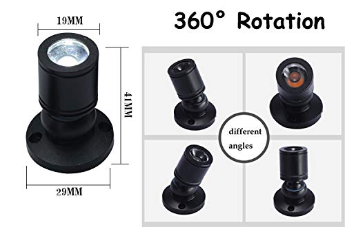 KAYYELAMP 1-Light 1W Mini LED Red Light Spotlight 360° Rotatable Dimmable Breathable Lighting Black Shell with 6.5 Ft USB Dimmable Cable for Accent Lighting Cartoon Showcase Cabinet Lego Model