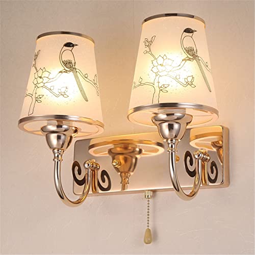 Apliques de Pared para Dormitorio, 2 Unidades, Cadena de tracción, lámpara de Pared, lámpara de Interior, lámpara de Noche, lámpara de Escalera, lámpara de Sala de Estar, lámpara