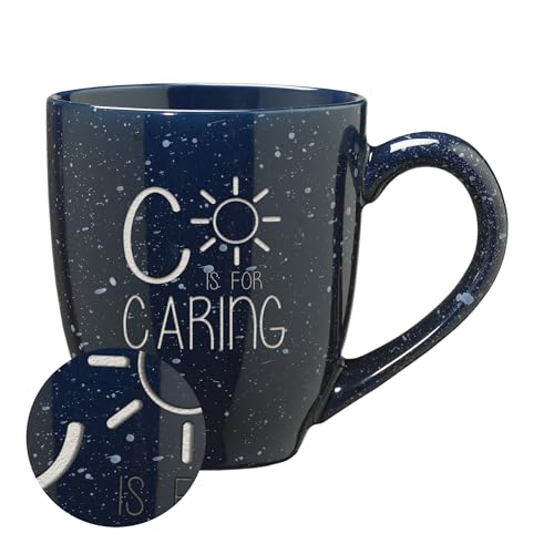 Rico Industries C is for Caring 16 oz Team Color Laser Engraved Speckled Ceramic Coffee Mug
