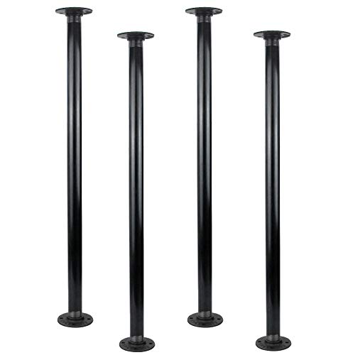 GeilSpace 28" Industrial Grey Pipe Table Legs, Heavy-Duty Metal Pipes and Flanges for Custom Vintage Tables and Furniture, Rustic DIY Desk Legs, Shelf Support, Set of 4 (1" × 28", Grey)