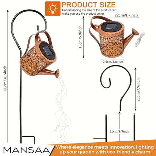 Image of MANSAA M72 Solar Watering Can LED Lights Solar-Powered Elegance | Waterproof & Durable | Garden /Balcony /Business Decor | Perfect for Parties & Holidays | Ideal for Pathways & Walkways | Made in India