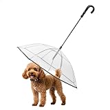Namsan Clear Dog Umbrella for Small Dogs, Doggie Umbrella Leash Keeps Dogs Dry in Rain Walking, Small Doggy Rain Umbrella with Metal Chain, Self-Assembly, Adjustable