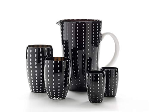 Zafferano Perle Glasbecher - Handgemachtes transparentes Buntglas, cl 32 h 109mm d 71mm - Set 6 Stück - Schwarz – Ansicht 2