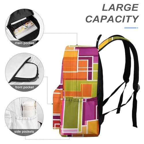 Colorful Geometric Funny Backpack Daily Casual Daypack Travel Mini Bag with Adjustable Strap Style-64