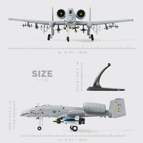 SEBUNAS 1/100 Scale A-10 Thunderbolt II Fighter Model Attack Aircraft Models A-10 Warthog Strike Aircraft Military Metal Diecast Airplane Model Kit for Adult Collection or Gift - Image 2