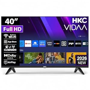 HKC H40Q1F-V Smart TV 40 Zoll (100cm) FHD LED Fernseher mit WLAN, Triple Tuner (DVB-T/T2, DVB-C, DVB-S/S2), AirPlay, App Store, HDMI, USB, CI/CI+, Netflix, YouTube und mehr