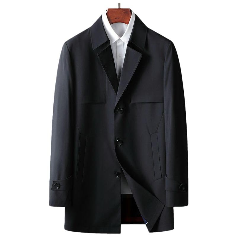 Trench uni pour homme avec revers : Ne craignez plus le vent de mi-saison - 4