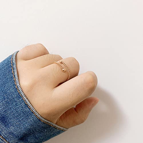 Twisted Knot Rope Thin Line Statement Open Ring for Women Stainless Steel Dainty Engagement Promise Adjustable Expandable Tiny Balls Wrap Knuckle Pinky Rings Christmas New Year Birthday Gifts4