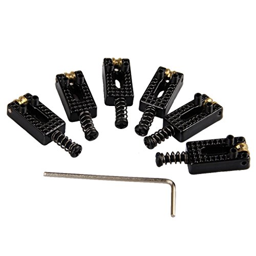 Surfing 6 Roller Bridge Tremolo Saddles Wrench for Strat Tele Electric Guitar Black
