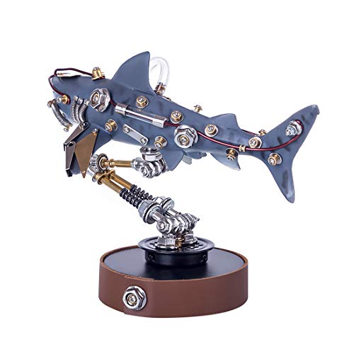 Zestaw samodzielnego montażu metalowych puzzli 3D rekinem, rozkładana układanka 3D, zestaw budowania stali nierdzewnej dorosłych, mechaniczna zabawka łamigłówka, ozdoba biurko – 136 elementów