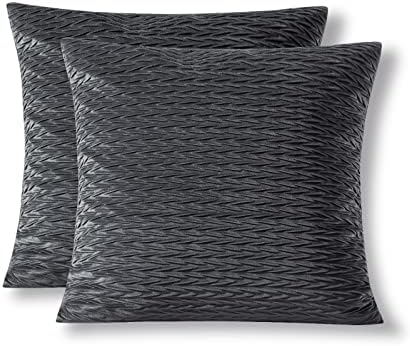 Aisbo Cushion Covers 50x50 Grey - 2 Pack Velvet Throw Pillow Covers 50 x 50cm, Decorative Cushion Cover 20x20 inch Textured Set of 2 for Sofa Counch