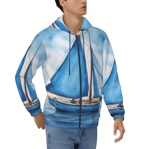Sweat à capuche homme voile bleu décontracté chaud automne hiver