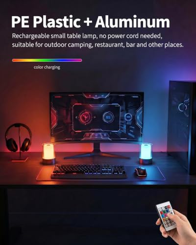 Image of 4 inch RGB Black Cordless Table Lamp 2, Small Outdoor Rechargeable Lamp