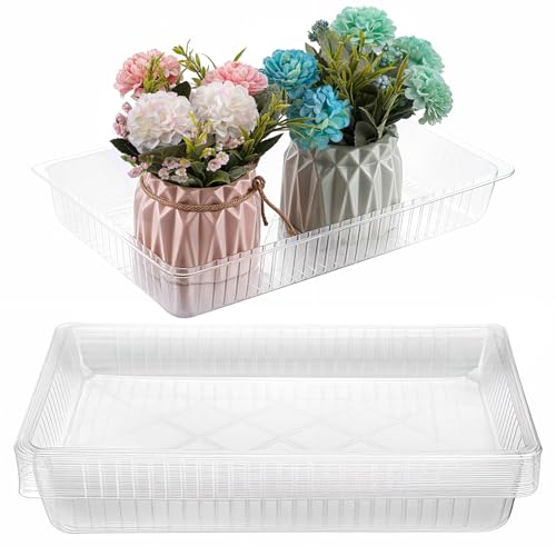 Ubamdom 20 Pack Rectangular Clear Plant Drip Trays, Clear Plant Saucers for Indoors, Clear Plant Trays for pots, Thick Plastic Window Sill Plant Trays for Flower Pot Planter (11.4