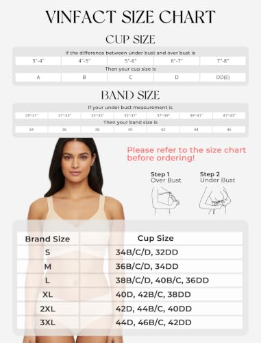 Image of Vinfact Womens V Lace Wireless Seamless Bras No Underwire Comfort Push Up Bra Supportive Full Coverage Bralettes T Shirt Bra