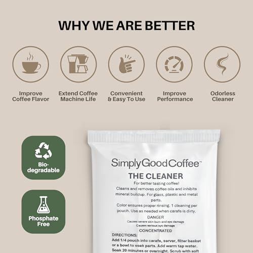 Image of Simply Good Coffee Cleaner. Coffee and Espresso Machine Cleaner. Phosphate-Free Stain Remover, Natural Coffee Equipment Cleaning Product. 1 Pack
