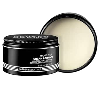 Redken Brews Maneuver Cream Pomade, Water-Based for Men, Natural Smooth Finish, Medium Hold, Fine to Medium Hair, Dye-Free, 100 ML