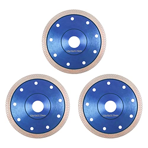 TIHOOK Disque à tronçonner diamanté 3 pièces, 125 mm x 22,23 mm, disque à tronçonner les carreaux, disque diamanté à disque diamanté, disque diamanté 125 mm, pour carrelage, granit Cover