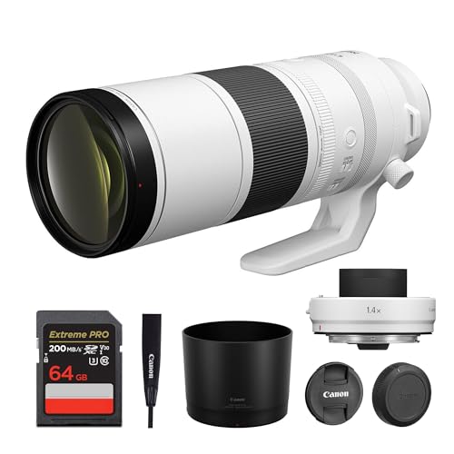 Canon RF 200-800mm f/6.3-9 is USM Lens – Full-Frame Super-Telephoto Zoom with Image Stabilization for Wildlife, Sports & Birding (6263C002) + Canon Extender RF 1.4X + 64GB Memory Card
