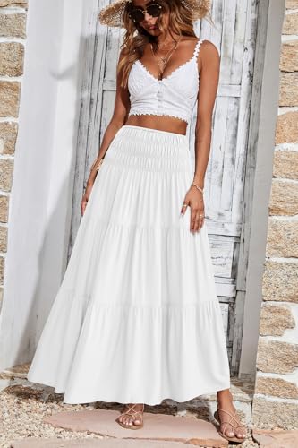Image of CFLONGE Summer Maxi Skirts for Women 2026 Trendy Floral A Line Boho Skirt