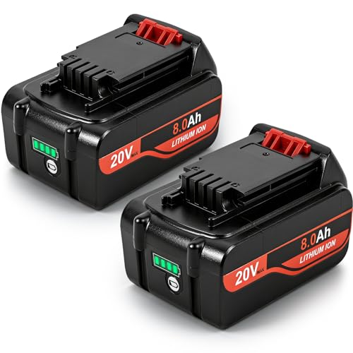 SANIU 2Pack 8000mAh Replacement for Black and Decker 20V Battery Lithium ion MAX 20 Volt Compatible with Black & Decker Batteries LBXR20 LBXR2020 LBX4020 LB2X4020-OPE