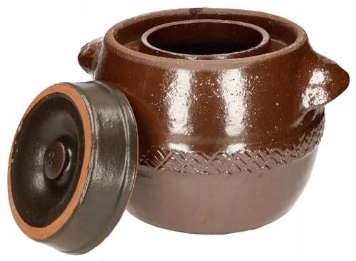 KOTARBAU® Vaso per fermentazione in ceramica, 5 l, con coperchio, in gres porcellanato, marrone