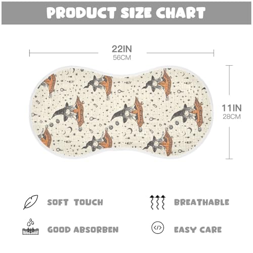 vvfelixl Cartoon Witch on Flying Carpet Burp Cloths for Baby Boy Girls Baby Washcloths Burp Rags 1 Pack2