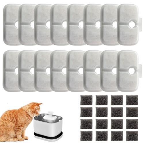 Image of 16 Pack Cat Water Fountain Replacement Filter for Petlibro Dockstream Cat Water Fountain(PLWF005 /PLWF115 /PLWF105, Pet Water Fountain Filter with Replacement Pre-Filter Pump Sponges(16+16)