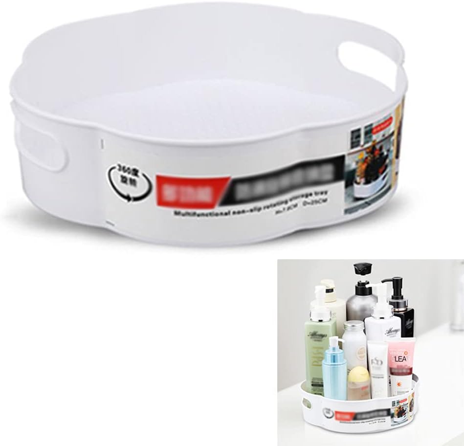ZYYX Turntable Spice Rack, Organizer Kitchen Turntable, Plastic Revolving Organization For Food Storage Container Ingredients And Cosmetics, White 30 Cm